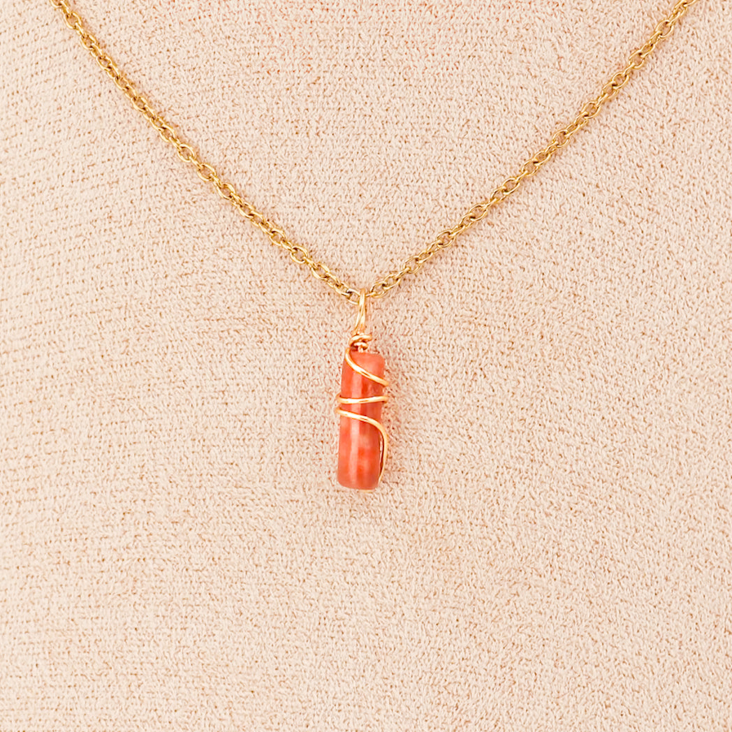 Pendentif | Mini piliers en Jade "Fleurs de prunier"-6